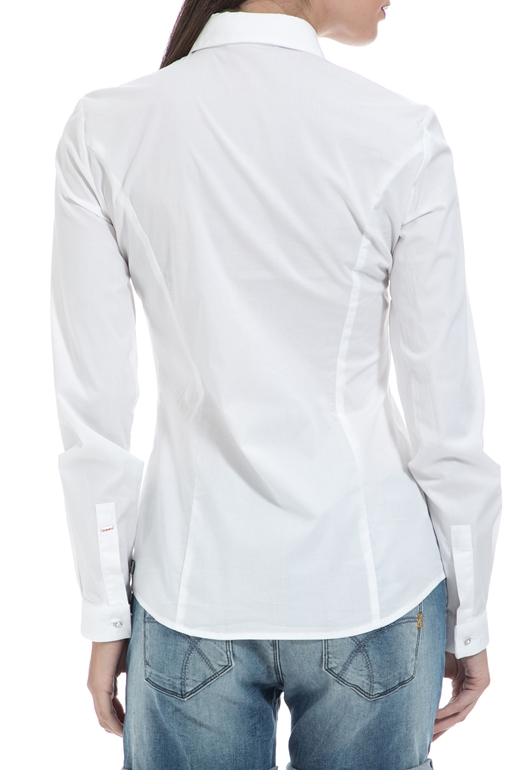 GAS-Γυναικείο πουκάμισο GAS FIMIA LACE POPELIN λευκό